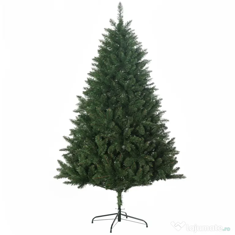 HOMCOM Brad de Crăciun artificial 180cm, cu 800 de ramuri și bază din metal, verde