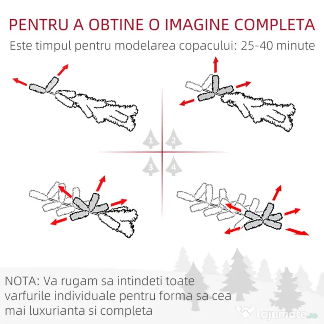 HOMCOM Brad de Crăciun artificial 180cm, cu 800 de ramuri și bază din metal, verde