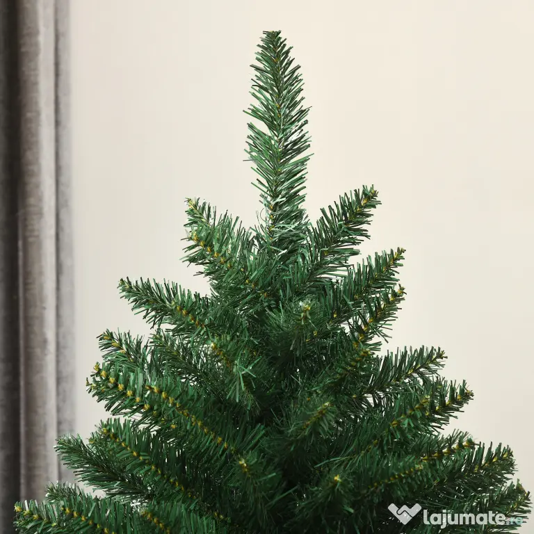 HOMCOM Brad de Crăciun artificial 180cm, cu 800 de ramuri și bază din metal, verde