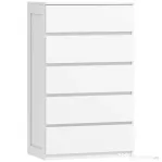 HOMCOM Comodă cu 5 Sertare din Lemn cu Mânere Incorporate, 60x38x100 cm, Alb