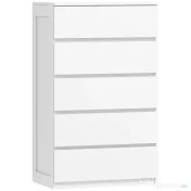 HOMCOM Comodă cu 5 Sertare din Lemn cu Mânere Incorporate, 60x38x100 cm, Alb