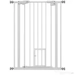 PawHut Poartă Reglabilă pentru Câini cu Ușă Mică și Montare prin Presiune, 74-80x104.1 cm, Alb | Aosom Romania