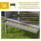PawHut Cușcă de Iepure Ridicată, Cușcă de Iepure cu Tavă Extensibilă și Trapă, 84x43x70 cm, Gri 