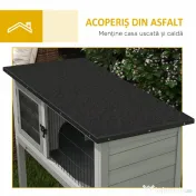 PawHut Cușcă de Iepure Ridicată, Cușcă de Iepure cu Tavă Extensibilă și Trapă, 84x43x70 cm, Gri 