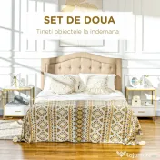 HOMCOM Set de 2 noptiere moderne cu sertar și raft deschis, 50x40x55 cm, alb și auriu
