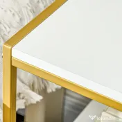 HOMCOM Set de 2 noptiere moderne cu sertar și raft deschis, 50x40x55 cm, alb și auriu