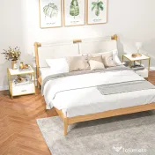 Set de 2 Masute Noptiere Moderne, Noptiere cu Sertar si Raft, Organizatoare de Depozitare, Alb si Auriu 50x40x55cm HOMCOM | Aosom Romania