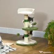 PawHut Ansamblu de joacă pentru pisici cu culcuș pentru pisici, 2 bile, platformă și stâlp din sisal, verde și alb | Aosom Romania