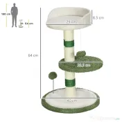 PawHut Ansamblu de joacă pentru pisici cu culcuș pentru pisici, 2 bile, platformă și stâlp din sisal, verde și alb | Aosom Romania