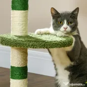 PawHut Ansamblu de joacă pentru pisici cu culcuș pentru pisici, 2 bile, platformă și stâlp din sisal, verde și alb | Aosom Romania