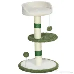PawHut Ansamblu de joacă pentru pisici cu pat, 2 bile, platformă și stâlp din sisal, verde și alb