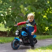 Motocileta Electrica de 6V, Roti de Antrenament, Baterii, un Singur Buton de Pornire, Pedala, Far, 18-36 luni, Albastru HOMCOM | Aosom Romania 