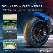 Motocileta Electrica de 6V, Roti de Antrenament, Baterii, un Singur Buton de Pornire, Pedala, Far, 18-36 luni, Albastru HOMCOM | Aosom Romania 