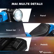 Motocileta Electrica de 6V, Roti de Antrenament, Baterii, un Singur Buton de Pornire, Pedala, Far, 18-36 luni, Albastru HOMCOM | Aosom Romania 
