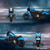 Motocileta Electrica de 6V, Roti de Antrenament, Baterii, un Singur Buton de Pornire, Pedala, Far, 18-36 luni, Albastru HOMCOM | Aosom Romania 
