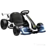 HOMCOM Go-kart electric pentru copii de 6-12 ani, 24V, 12 km/h, cu scaun reglabil, alb