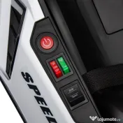 Kart electric pentru copii cu vârsta între 6-12 ani 24V 12km/h cu scaun reglabil, Drift Go-kart cu claxon, lumini, alb HOMCOM | Aosom Romania 