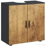 kleankin Dulap sub chiuvetă baie pentru piedestal cu 2 uși, 60 x 30 x 60 cm, Stejar | Aosom Romania 