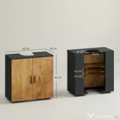 kleankin Dulap sub chiuvetă baie pentru piedestal cu 2 uși, 60 x 30 x 60 cm, Stejar | Aosom Romania 