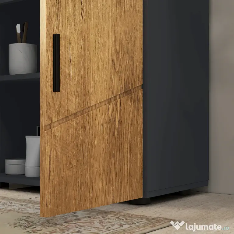 kleankin Dulap sub chiuvetă baie pentru piedestal cu 2 uși, 60 x 30 x 60 cm, Stejar | Aosom Romania