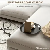 HOMCOM Set 2 Măsuțe de Cafea Suprapozabile, Măsuțe Joase Rotunde cu Tavă Detașabilă din Oțel, Ø 43x38 cm, Negru | Aosom Romania