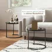 HOMCOM Set 2 Măsuțe de Cafea Suprapozabile, Măsuțe Joase Rotunde cu Tavă Detașabilă din Oțel, Ø 43x38 cm, Negru | Aosom Romania