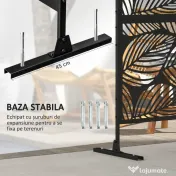 Outsunny Paravan pentru exterior cu suport si suruburi de expansiune, Separator din metal 6,5FT pentru exterior