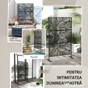 Outsunny Paravan pentru exterior cu suport si suruburi de expansiune, Separator din metal 6,5FT pentru exterior