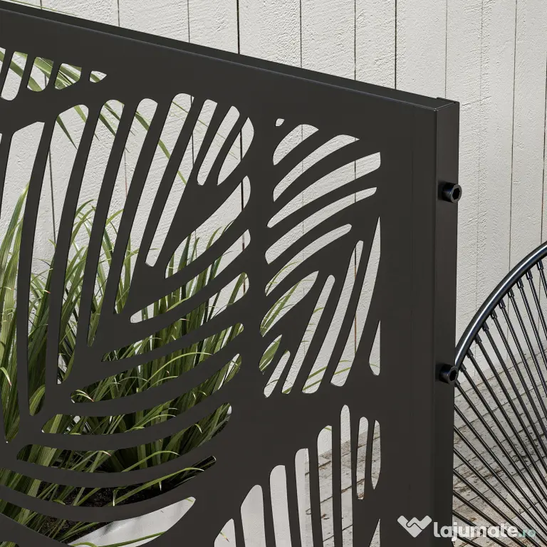 Outsunny Paravan pentru exterior cu suport si suruburi de expansiune, Separator din metal 6,5FT pentru exterior