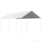 Outsunny Acoperiș pentru Carport 10 x 20 ft, Prelată de Schimb Rezistentă la UV cu Corzi Elastice, Albă | Aosom Romania