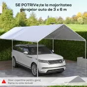 Outsunny Acoperiș pentru Carport 10 x 20 ft, Prelată de Schimb Rezistentă la UV cu Corzi Elastice, Albă | Aosom Romania 