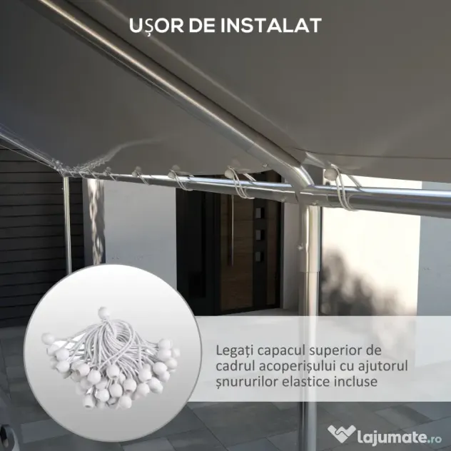 Outsunny Acoperiș pentru Carport 10 x 20 ft, Prelată de Schimb Rezistentă la UV cu Corzi Elastice, Albă | Aosom Romania