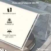 Outsunny Acoperiș pentru Carport 10 x 20 ft, Prelată de Schimb Rezistentă la UV cu Corzi Elastice, Albă | Aosom Romania 