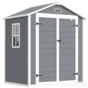 Outsunny Magazie Metalica pentru Gradina Gri Spatiu Depozitare Exterior | Aosom Romania 
