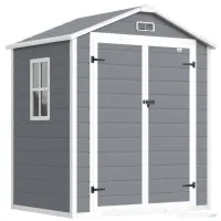 Outsunny Magazie Metalica pentru Gradina Gri Spatiu Depozitare Exterior | Aosom Romania 