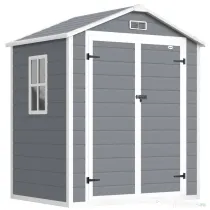 Outsunny Magazie Metalica pentru Gradina Gri Spatiu Depozitare Exterior | Aosom Romania