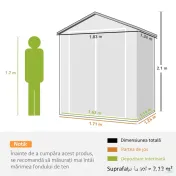 Outsunny Magazie Metalica pentru Gradina Gri Spatiu Depozitare Exterior | Aosom Romania 