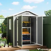 Outsunny Magazie Metalica pentru Gradina Gri Spatiu Depozitare Exterior | Aosom Romania 