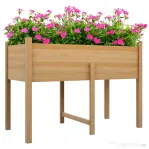 Outsunny Grădină înălțată cu 2 orificii de drenaj și sac din material nețesut, din lemn de brad, 115x55x80 cm