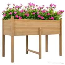 Outsunny Grădină înălțată cu 2 orificii de drenaj și sac din material nețesut, din lemn de brad, 115x55x80 cm