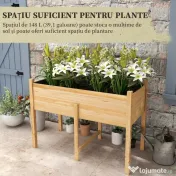 Outsunny Pat de Gradina Inaltat din Lemn 115x55x80cm cu Orificii de Scurgere pentru Legume Flori | Aosom Romania