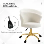 Vinsetto Scaun de Birou Reglabil în Înălțime cu Șezut Rotativ Alb și Auriu | Aosom Romania 