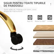 Vinsetto Scaun de Birou Reglabil în Înălțime cu Șezut Rotativ Alb și Auriu | Aosom Romania 