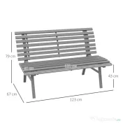 Outsunny Bancă pentru Grădină, Banca de Exterior pentru Terasă cu Șezut și Spătar cu Lamele, 123x67x79 cm, Verde | Aosom Romania 