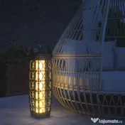 Outsunny Lampă Solară de Grădină cu Iluminare LED și Aprindere Automată, 20x20x68 cm, Gri | Aosom Romania 