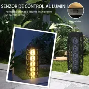 Outsunny Lampă Solară de Grădină cu Iluminare LED și Aprindere Automată, 20x20x68 cm, Gri | Aosom Romania 