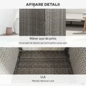 Outsunny Dulap de Depozitare din Ratan PE cu Usa pentru Exterior, Dulap de Depozitare Accesorii Independent Impermeabil, Gri | Aosom Romania 