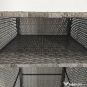 Outsunny Dulap de Depozitare din Ratan PE cu Usa pentru Exterior, Dulap de Depozitare Accesorii Independent Impermeabil, Gri | Aosom Romania 