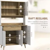 HOMCOM Dulap de Depozitare Inalt de 180cm cu Rafturi de Depozitare, in Stil Modern cu Usi si Sertare pentru Camera de Zi, Alb 