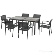 Outsunny Set Masa de Grădină 7 Piese, Scaune Stivuibile, Set Masa Exterior pentru Terasă, Design Modern și Confortabil | Aosom Romania 